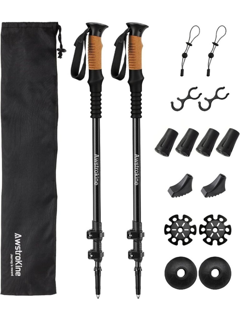 Lightweight Collapsible Trekking Poles with Cork Grips & Quick Flip Locks
